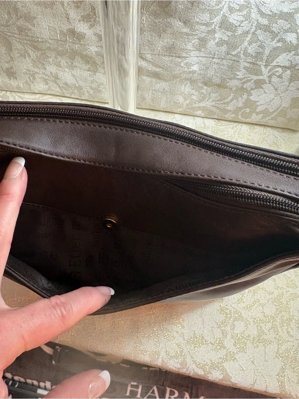 Etienne Aigner Brown Leather Shoulder Bag with Gold Hardware